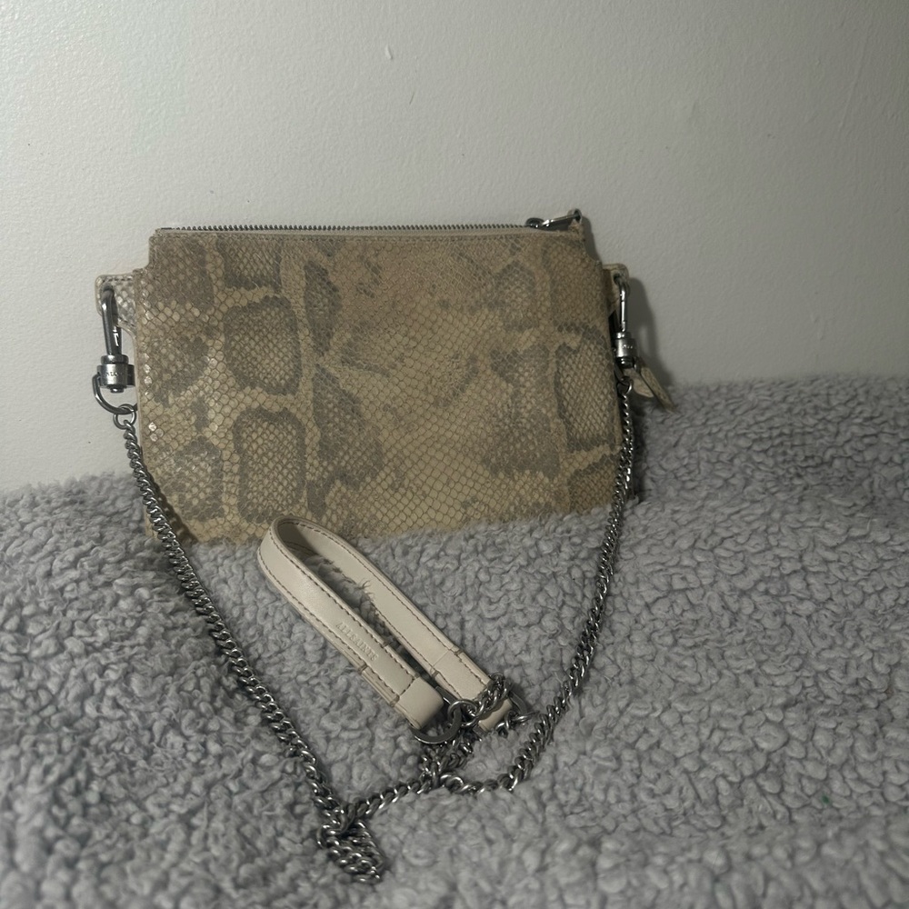 All Saints Snake print crossbody purse